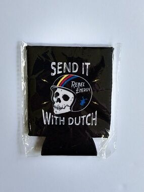 Dutch Bros “Send It With Dutch” Skull Can Cooler - Black